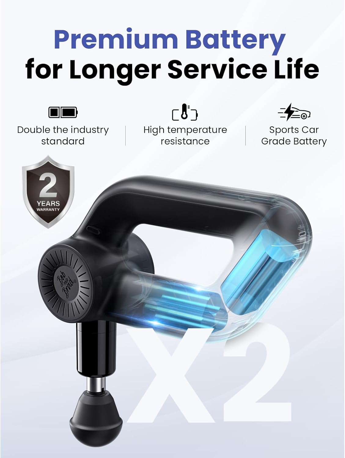 BOB AND BRAD D6 Pro Massage Gun Deep Tissue Percussion with 16mm Amplitude 85lbs Stall Force, FSA Eligible & HSA Approved Professional Muscle Massager for Athletes, Quiet Electric Back Massager