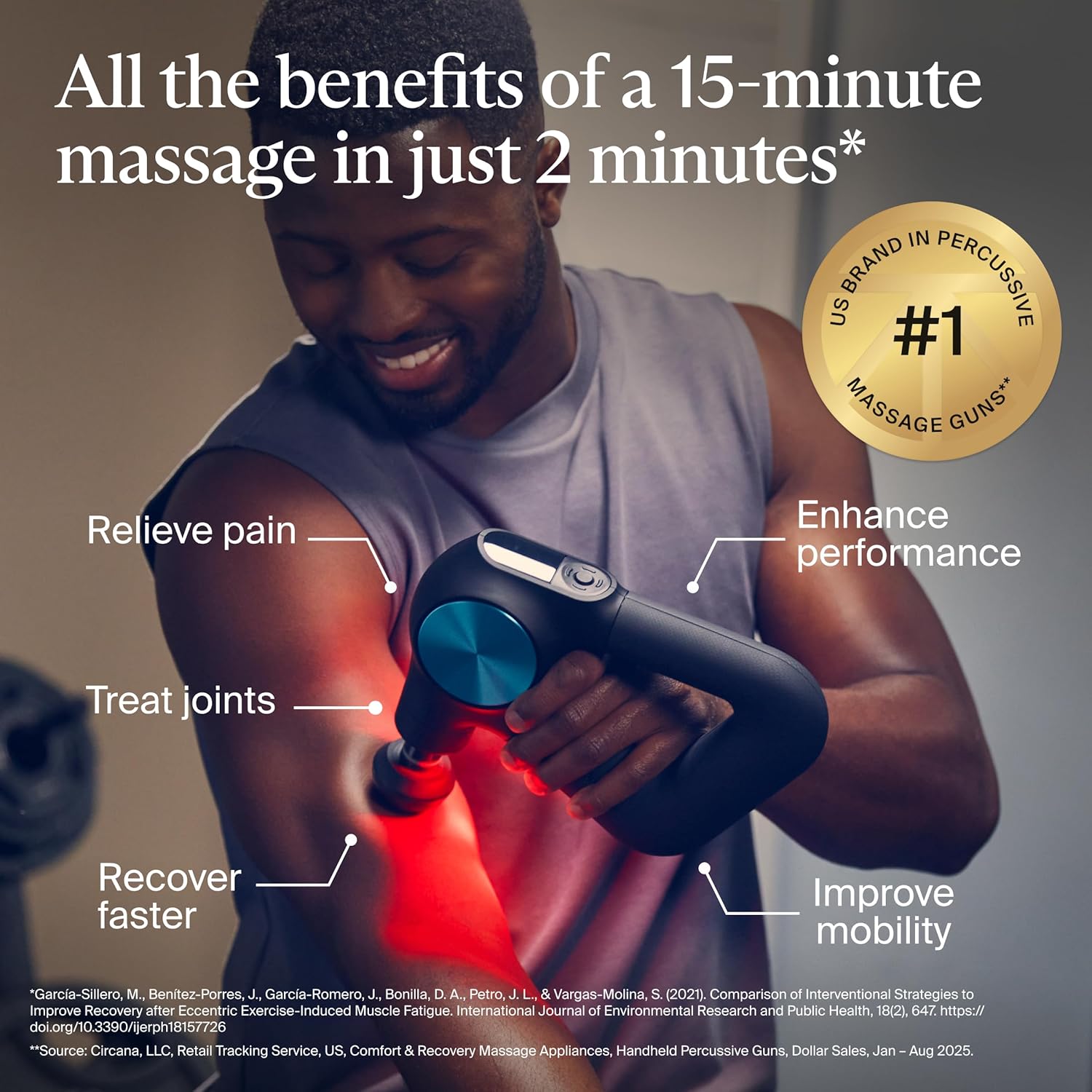 Therabody Theragun PRO Plus - 6-in-1 Deep Tissue Percussion Massage Gun, Handheld Personal Massager for Full Body Pain Relief & Muscle Tension with Biometric Breathwork, Vibration & Heated Attachments